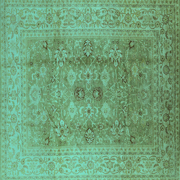Square Oriental Turquoise Industrial Rug, urb3173turq