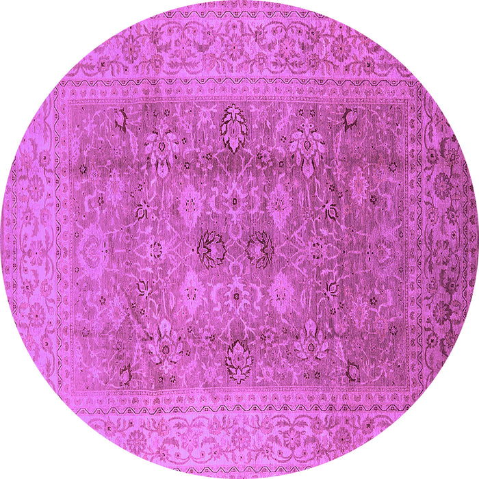 Round Machine Washable Oriental Purple Industrial Area Rugs, wshurb3173pur