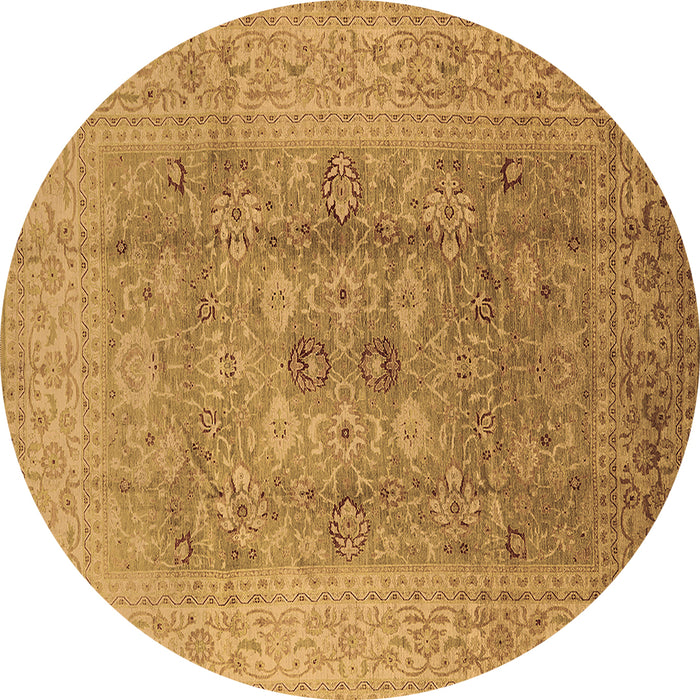 Round Machine Washable Oriental Brown Industrial Rug, wshurb3173brn