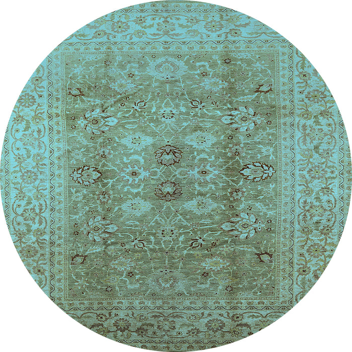 Round Oriental Light Blue Industrial Rug, urb3173lblu