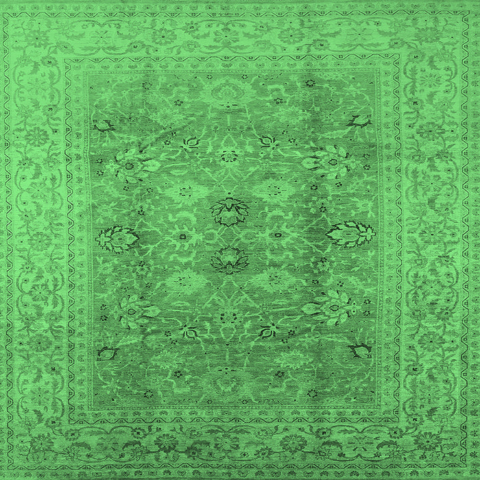 Square Oriental Emerald Green Industrial Rug, urb3173emgrn