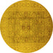 Round Oriental Yellow Industrial Rug, urb3173yw