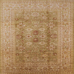 Square Mid-Century Modern Brown Sand Brown Oriental Rug, urb3173
