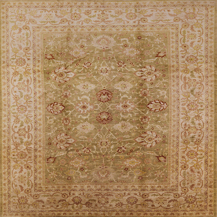 Square Mid-Century Modern Brown Sand Brown Oriental Rug, urb3173