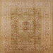 Square Mid-Century Modern Brown Sand Brown Oriental Rug, urb3173