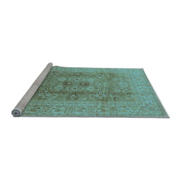 Sideview of Machine Washable Oriental Light Blue Industrial Rug, wshurb3173lblu