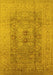 Machine Washable Oriental Yellow Industrial Rug, wshurb3173yw