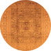 Round Machine Washable Oriental Orange Industrial Area Rugs, wshurb3173org