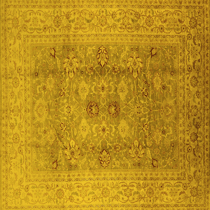 Square Machine Washable Oriental Yellow Industrial Rug, wshurb3173yw