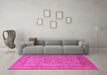 Machine Washable Oriental Pink Industrial Rug in a Living Room, wshurb3174pnk