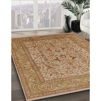 Mid-Century Modern Brown Sand Brown Oriental Rug, urb3174