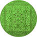 Round Oriental Green Industrial Rug, urb3174grn