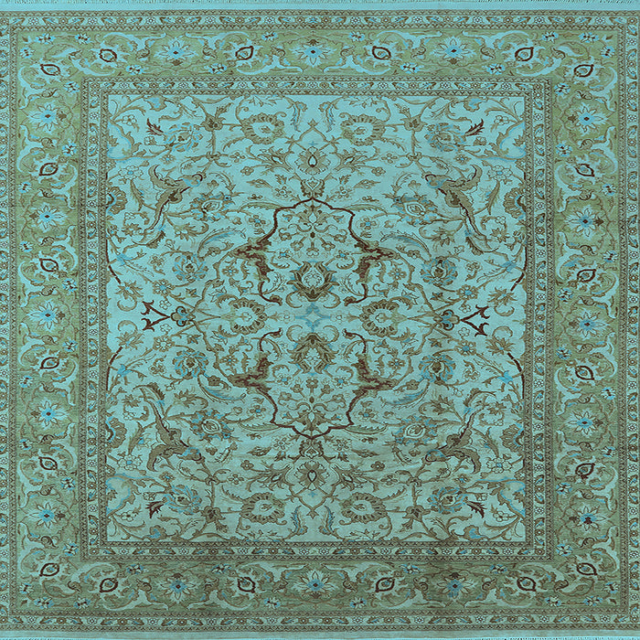 Square Machine Washable Oriental Light Blue Industrial Rug, wshurb3174lblu
