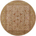 Round Mid-Century Modern Brown Sand Brown Oriental Rug, urb3174