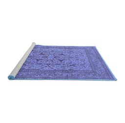 Sideview of Machine Washable Oriental Blue Industrial Rug, wshurb3174blu