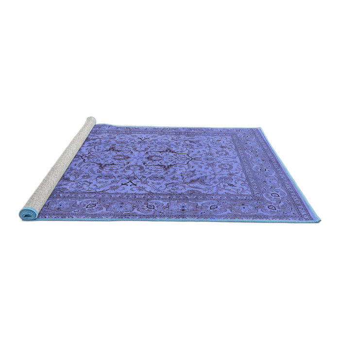 Sideview of Machine Washable Oriental Blue Industrial Rug, wshurb3174blu