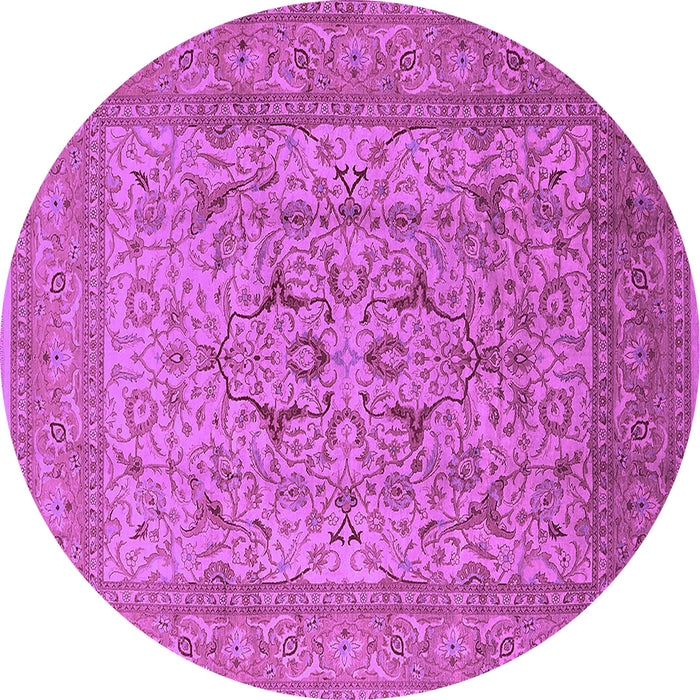 Round Machine Washable Oriental Purple Industrial Area Rugs, wshurb3174pur
