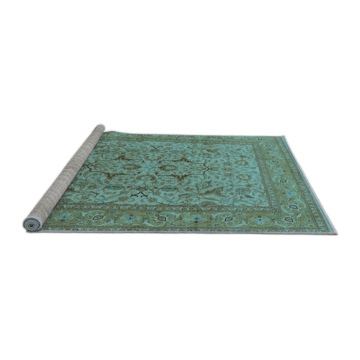 Sideview of Machine Washable Oriental Light Blue Industrial Rug, wshurb3174lblu