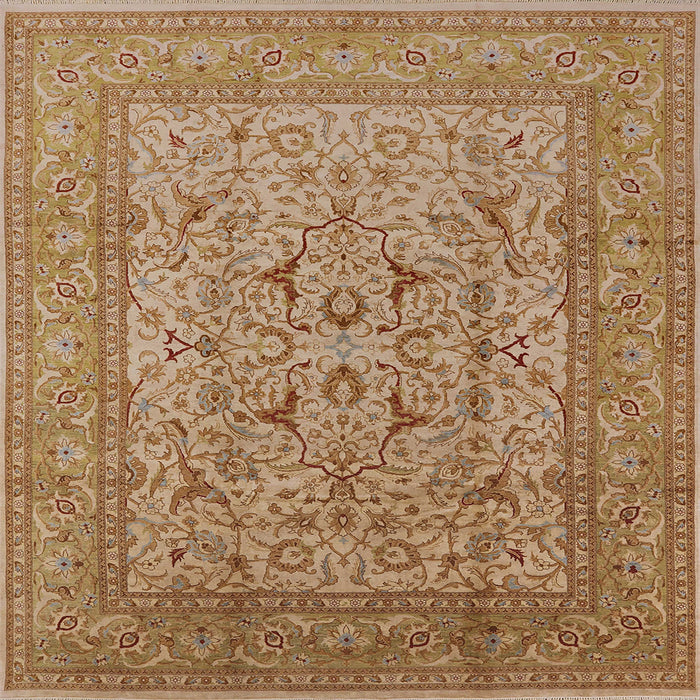 Square Mid-Century Modern Brown Sand Brown Oriental Rug, urb3174