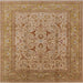 Square Mid-Century Modern Brown Sand Brown Oriental Rug, urb3174