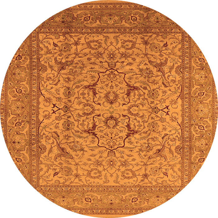 Round Oriental Orange Industrial Rug, urb3174org