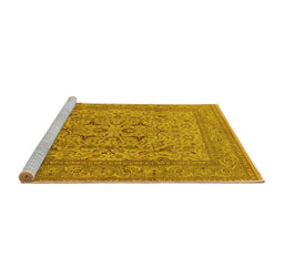 Sideview of Machine Washable Oriental Yellow Industrial Rug, wshurb3174yw