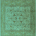 Square Oriental Turquoise Industrial Rug, urb3174turq