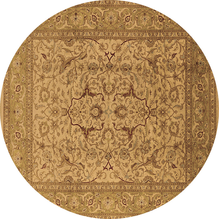 Round Machine Washable Oriental Brown Industrial Rug, wshurb3174brn