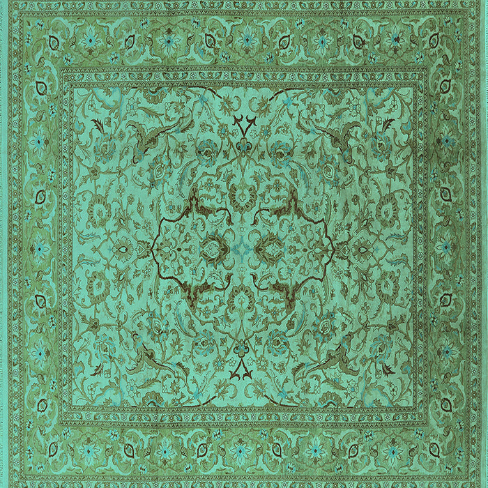 Square Machine Washable Oriental Turquoise Industrial Area Rugs, wshurb3174turq