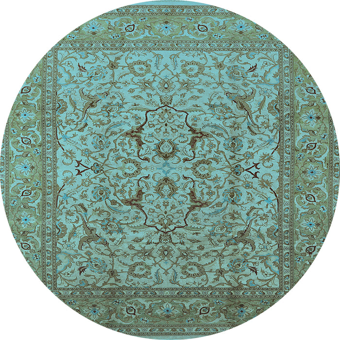 Round Oriental Light Blue Industrial Rug, urb3174lblu