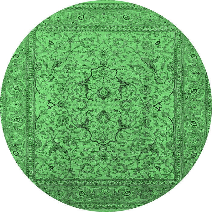 Round Oriental Emerald Green Industrial Rug, urb3174emgrn