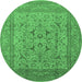 Round Oriental Emerald Green Industrial Rug, urb3174emgrn