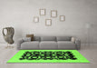 Machine Washable Oriental Green Industrial Area Rugs in a Living Room,, wshurb3175grn