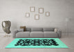 Machine Washable Oriental Turquoise Industrial Area Rugs in a Living Room,, wshurb3175turq