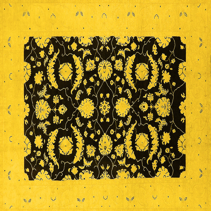 Square Machine Washable Oriental Yellow Industrial Rug, wshurb3175yw