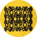 Round Oriental Yellow Industrial Rug, urb3175yw