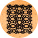 Round Machine Washable Oriental Orange Industrial Area Rugs, wshurb3175org