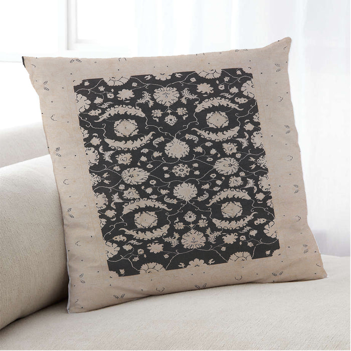 Lifestyle Image of Mid-Century Modern Urban Square Deep Peach Orange Throw Pillow, 18 inch by 18 inch, pwurb3175