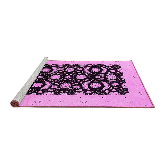 Sideview of Machine Washable Oriental Pink Industrial Rug, wshurb3175pnk