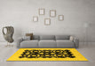 Machine Washable Oriental Yellow Industrial Rug in a Living Room, wshurb3175yw