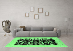 Machine Washable Oriental Emerald Green Industrial Area Rugs in a Living Room,, wshurb3175emgrn