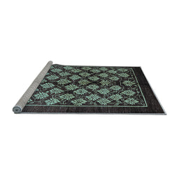 Sideview of Machine Washable Oriental Light Blue Industrial Rug, wshurb3176lblu