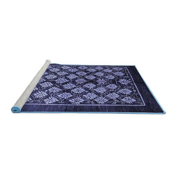 Sideview of Machine Washable Oriental Blue Industrial Rug, wshurb3176blu