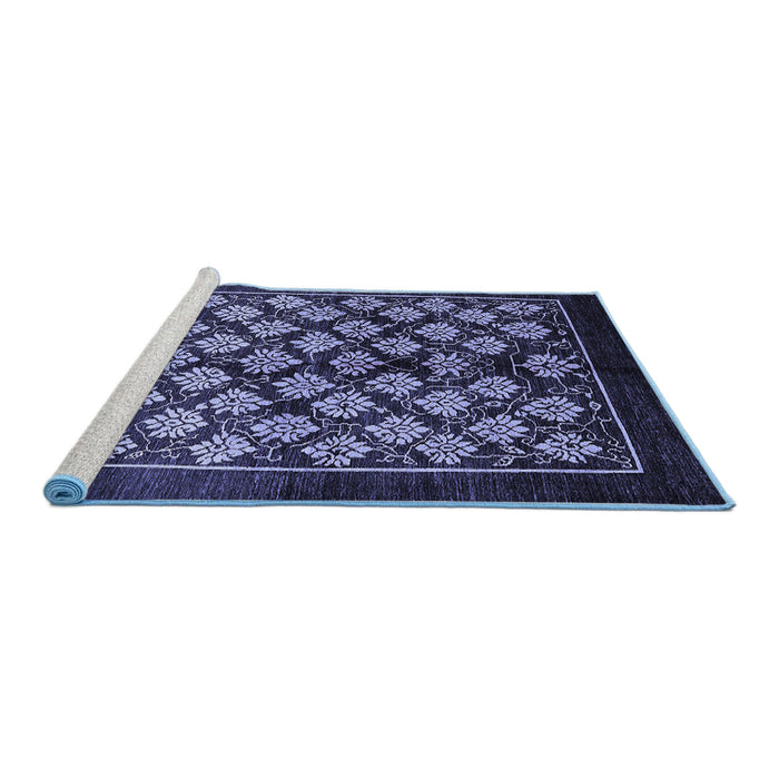 Sideview of Machine Washable Oriental Blue Industrial Rug, wshurb3176blu