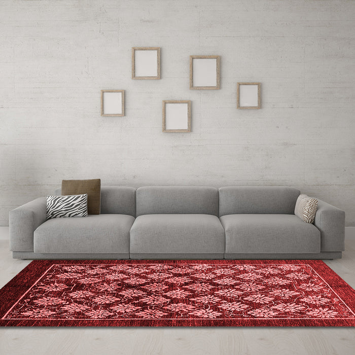 Industrial Red Washable Rugs