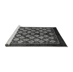 Sideview of Machine Washable Oriental Gray Industrial Rug, wshurb3176gry
