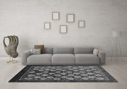 Machine Washable Oriental Gray Industrial Rug in a Living Room,, wshurb3176gry