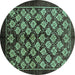 Round Oriental Turquoise Industrial Rug, urb3176turq