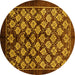 Round Oriental Yellow Industrial Rug, urb3176yw