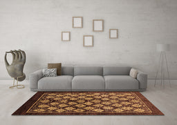 Machine Washable Oriental Brown Industrial Rug in a Living Room,, wshurb3176brn
